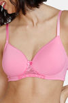 Zivame Beautiful Basics Padded Non Wired 3/4Th Coverage T-Shirt Bra - Pink Cosmos — thumbnail 4